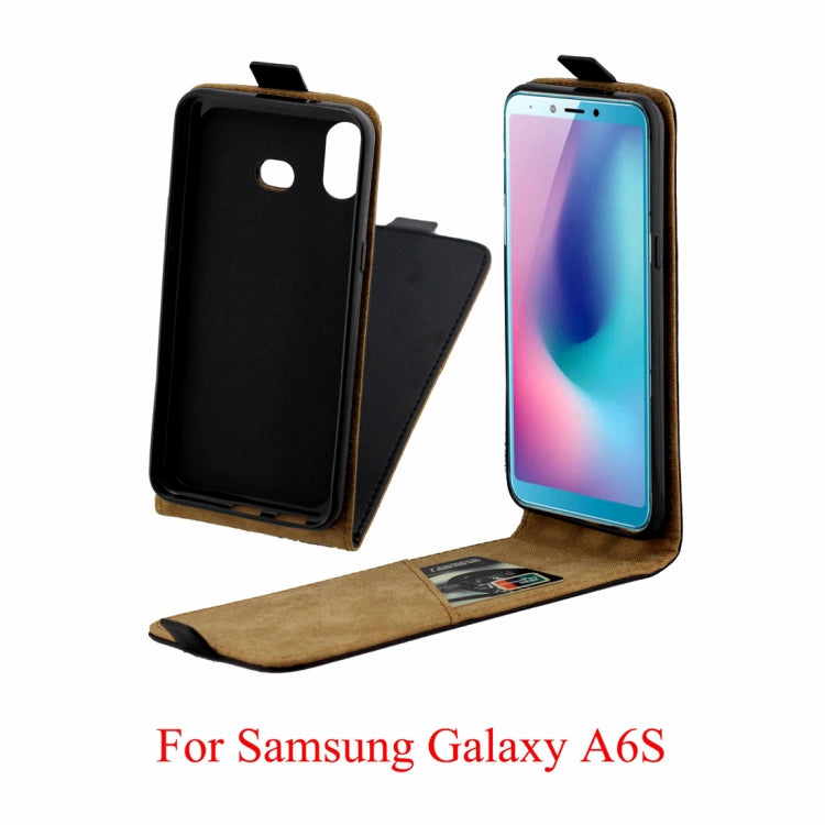 Business Style Vertical Flip TPU Leather Case for Galaxy A6s, with Card Slot (Black)