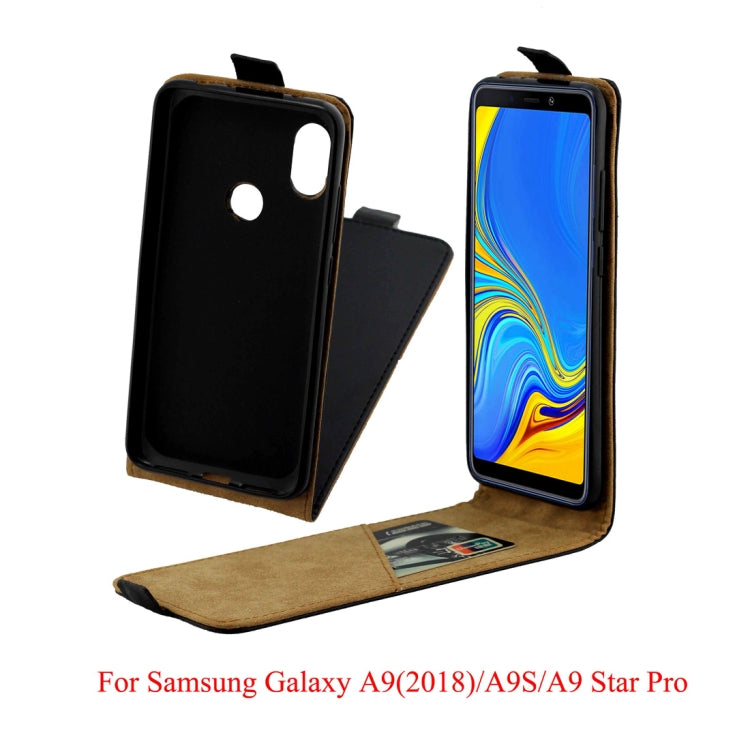 Business Style Vertical Flip TPU Leather Case for Galaxy A9 (2018), with Card Slot (Black)