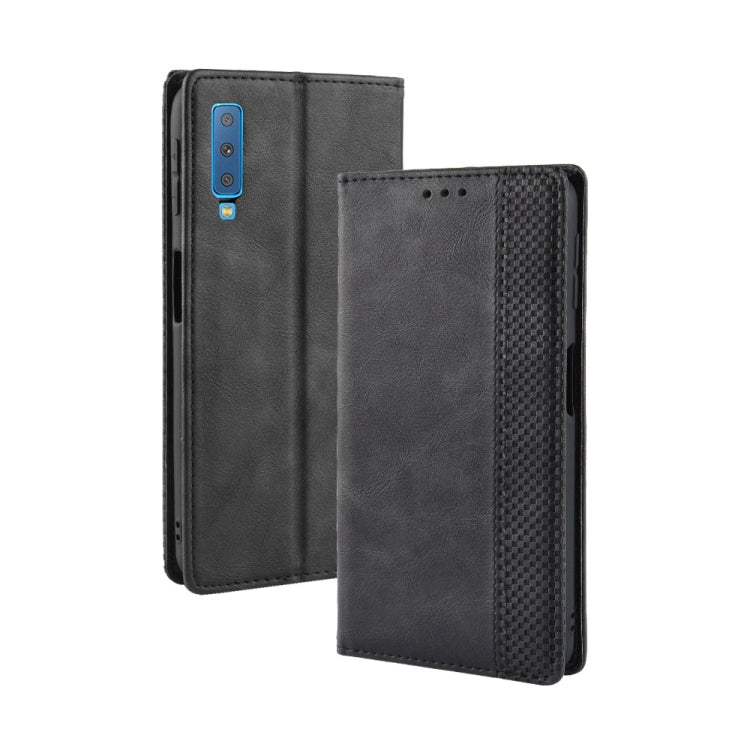 Magnetic Buckle Retro Texture Horizontal Flip Leather Case for Galaxy A7 (2018), with Holder & Card Slots & Wallet