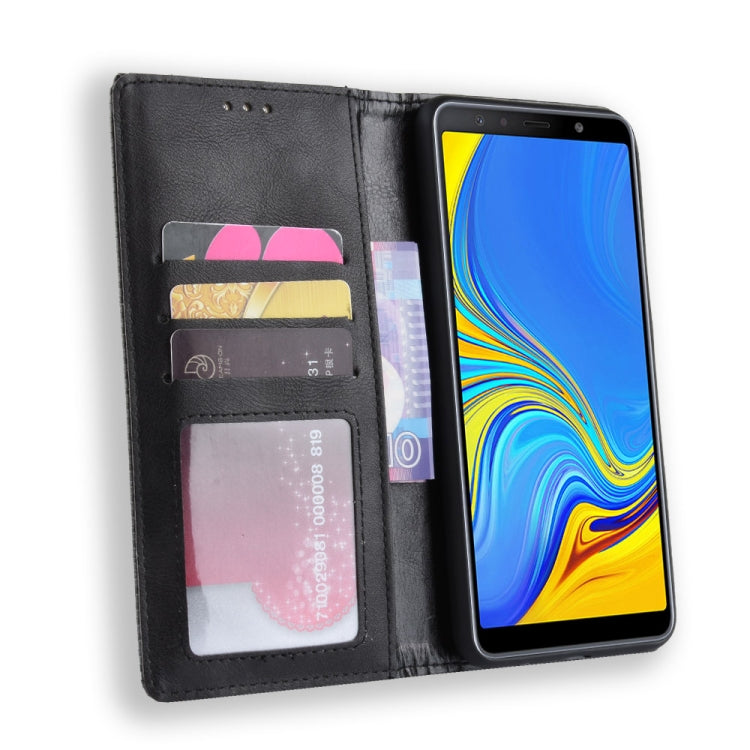 Magnetic Buckle Retro Texture Horizontal Flip Leather Case for Galaxy A7 (2018), with Holder & Card Slots & Wallet