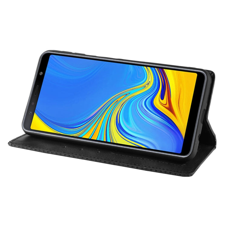 Magnetic Buckle Retro Texture Horizontal Flip Leather Case for Galaxy A7 (2018), with Holder & Card Slots & Wallet