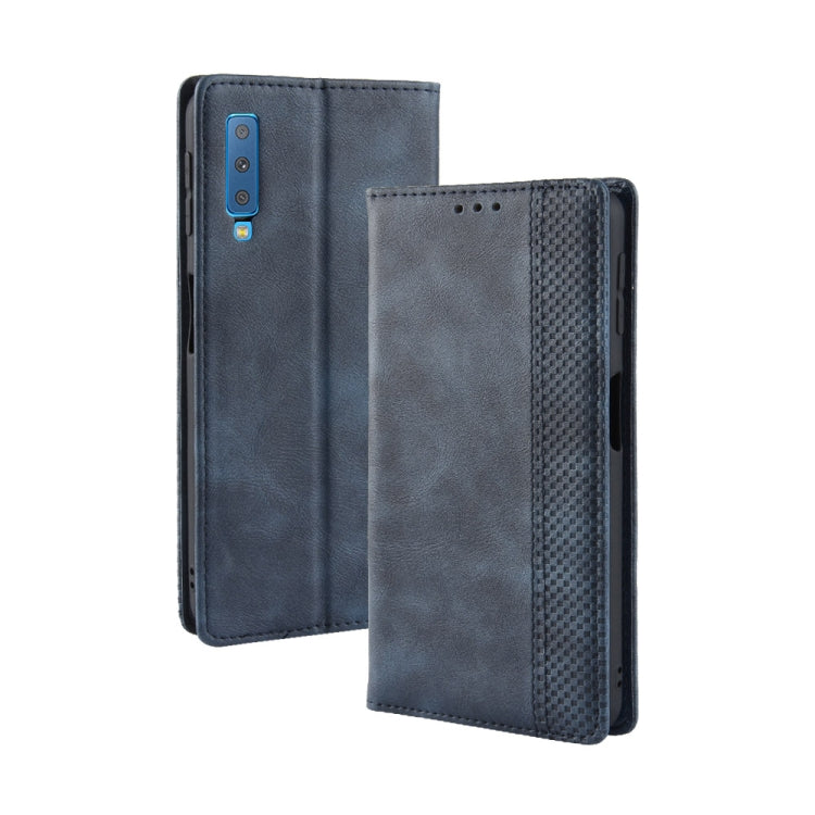 Magnetic Buckle Retro Texture Horizontal Flip Leather Case for Galaxy A7 (2018), with Holder & Card Slots & Wallet