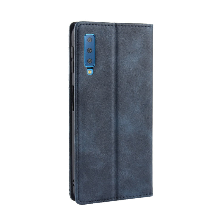 Magnetic Buckle Retro Texture Horizontal Flip Leather Case for Galaxy A7 (2018), with Holder & Card Slots & Wallet