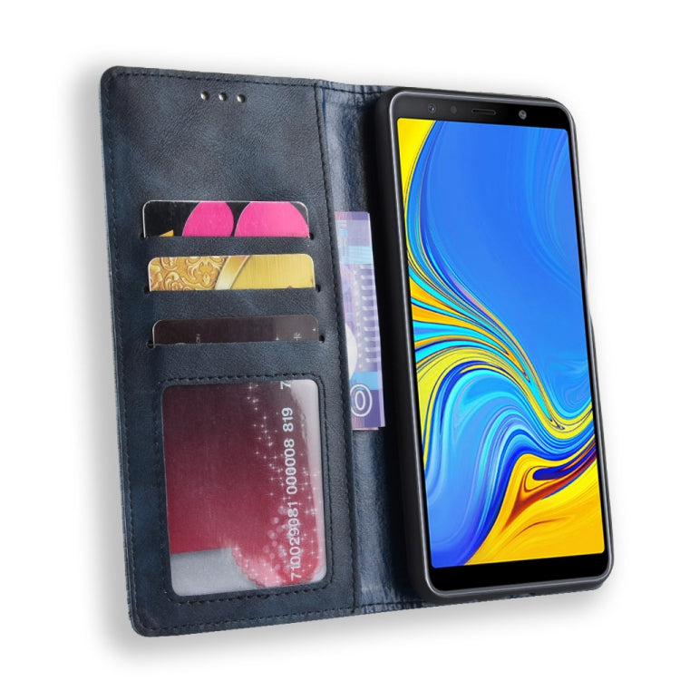 Magnetic Buckle Retro Texture Horizontal Flip Leather Case for Galaxy A7 (2018), with Holder & Card Slots & Wallet