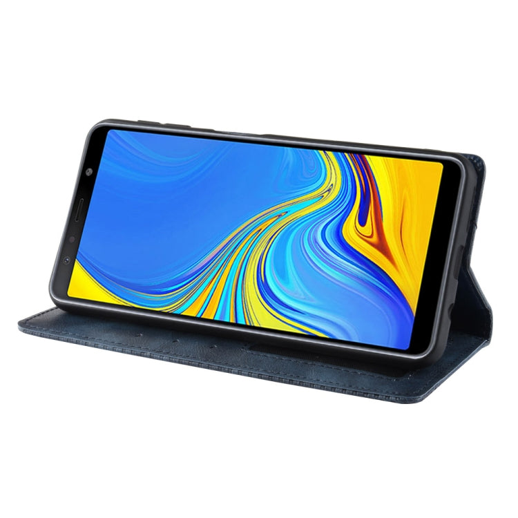 Magnetic Buckle Retro Texture Horizontal Flip Leather Case for Galaxy A7 (2018), with Holder & Card Slots & Wallet