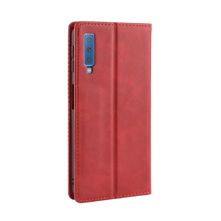 Magnetic Buckle Retro Texture Horizontal Flip Leather Case for Galaxy A7 (2018), with Holder & Card Slots & Wallet