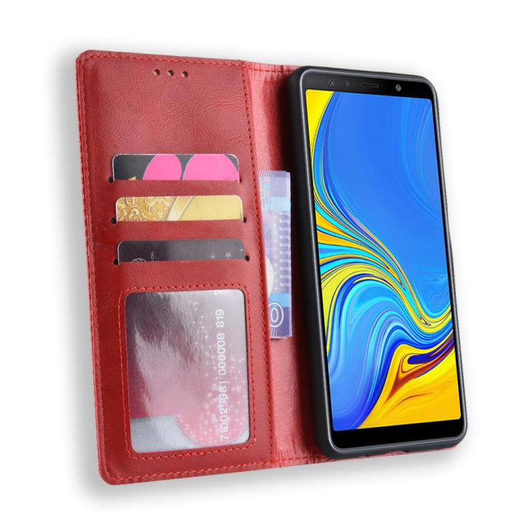 Magnetic Buckle Retro Texture Horizontal Flip Leather Case for Galaxy A7 (2018), with Holder & Card Slots & Wallet