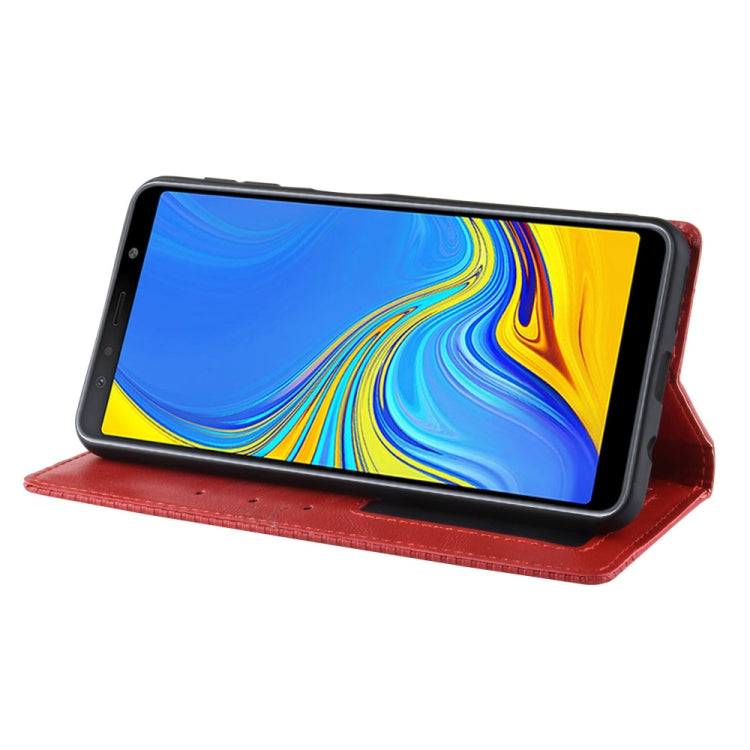 Magnetic Buckle Retro Texture Horizontal Flip Leather Case for Galaxy A7 (2018), with Holder & Card Slots & Wallet