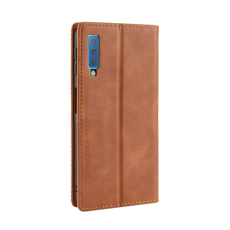 Magnetic Buckle Retro Texture Horizontal Flip Leather Case for Galaxy A7 (2018), with Holder & Card Slots & Wallet
