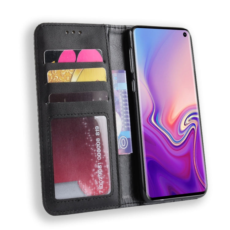 Magnetic Buckle Retro Texture Horizontal Flip Leather Case for Galaxy S10e, with Holder & Card Slots & Wallet
