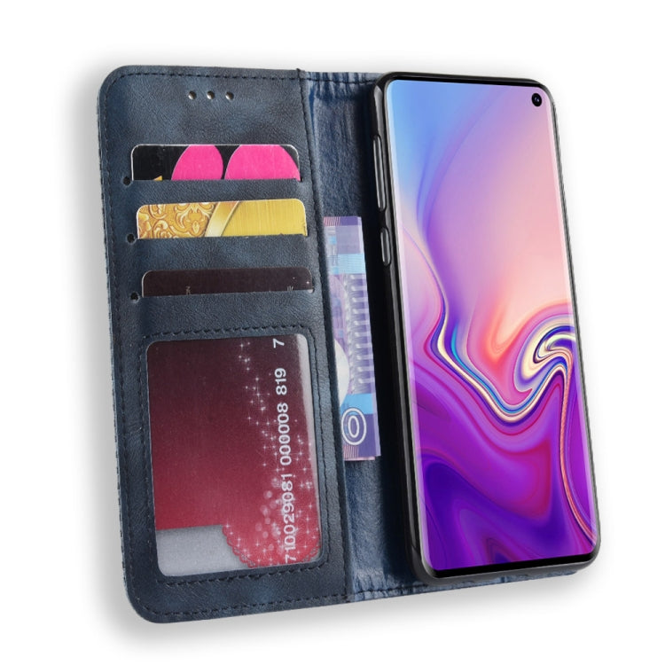 Magnetic Buckle Retro Texture Horizontal Flip Leather Case for Galaxy S10e, with Holder & Card Slots & Wallet