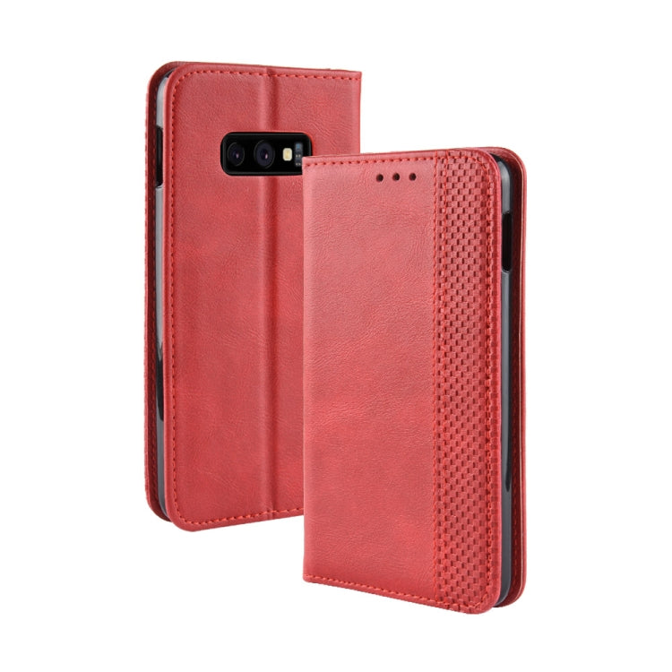 Magnetic Buckle Retro Texture Horizontal Flip Leather Case for Galaxy S10e, with Holder & Card Slots & Wallet