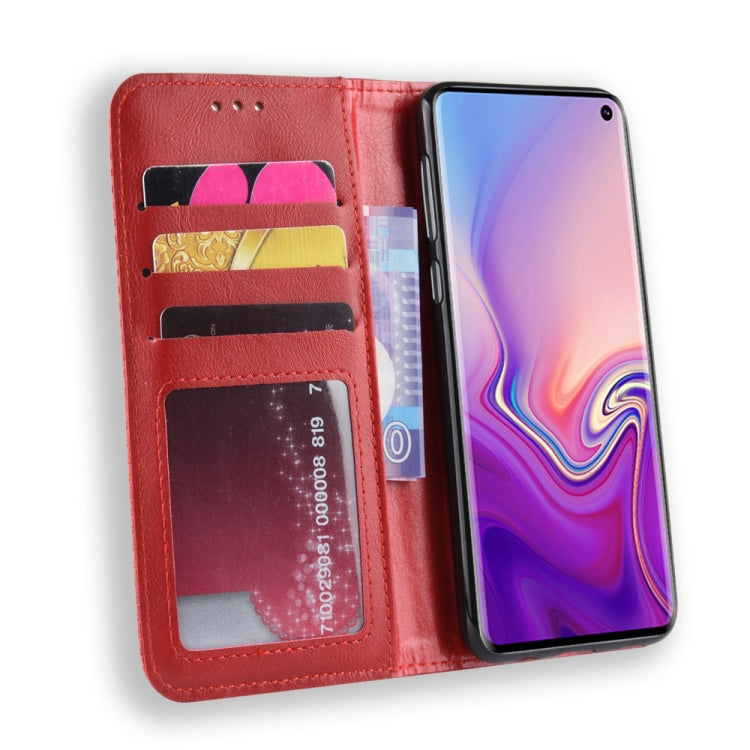 Magnetic Buckle Retro Texture Horizontal Flip Leather Case for Galaxy S10e, with Holder & Card Slots & Wallet