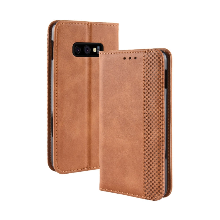Magnetic Buckle Retro Texture Horizontal Flip Leather Case for Galaxy S10e, with Holder & Card Slots & Wallet