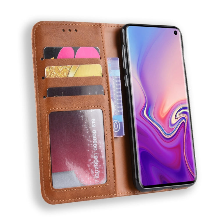 Magnetic Buckle Retro Texture Horizontal Flip Leather Case for Galaxy S10e, with Holder & Card Slots & Wallet