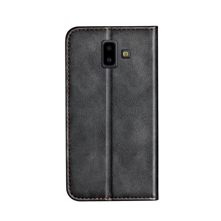 Business Solid Color Stitching Horizontal Flip Leather Case for Galaxy J6+, with Holder & Card Slots & Wallet & Lanyard