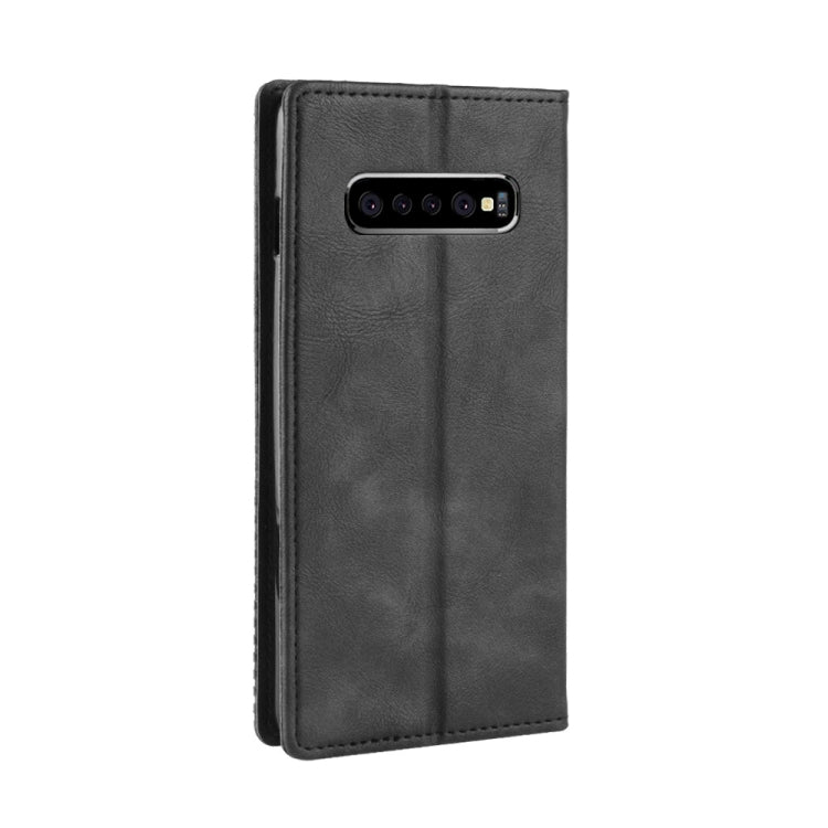 Magnetic Buckle Retro Texture Horizontal Flip Leather Case for Galaxy S10+, with Holder & Card Slots & Wallet