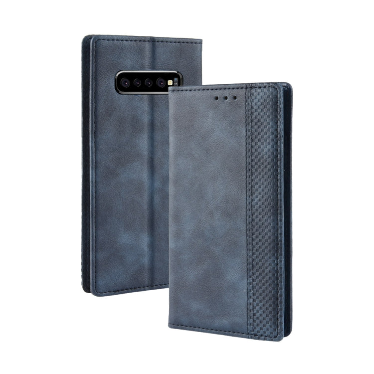 Magnetic Buckle Retro Texture Horizontal Flip Leather Case for Galaxy S10+, with Holder & Card Slots & Wallet