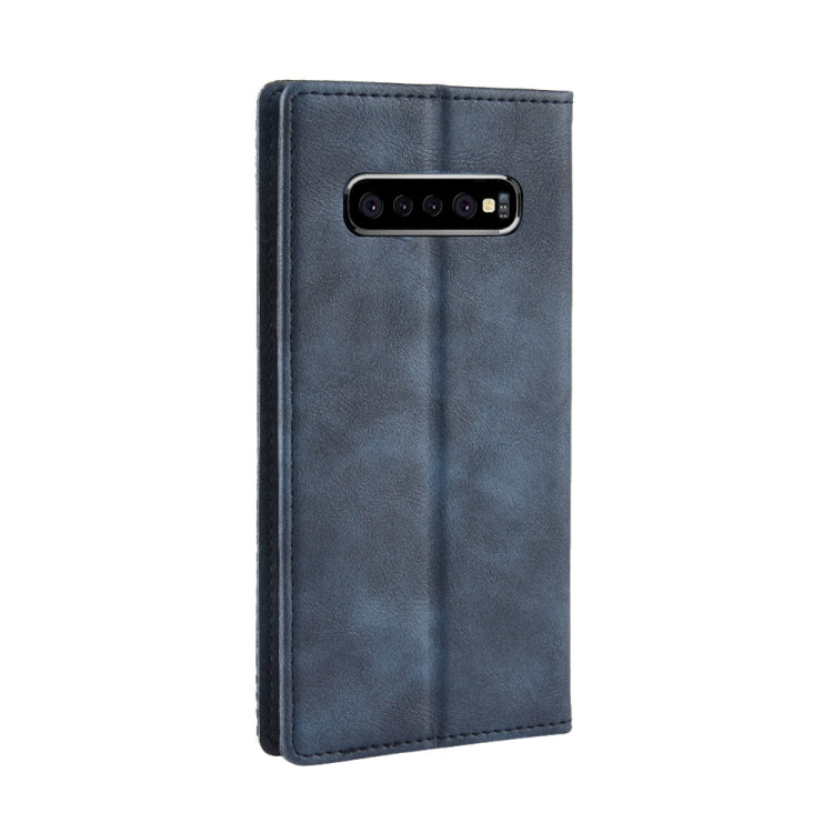 Magnetic Buckle Retro Texture Horizontal Flip Leather Case for Galaxy S10+, with Holder & Card Slots & Wallet