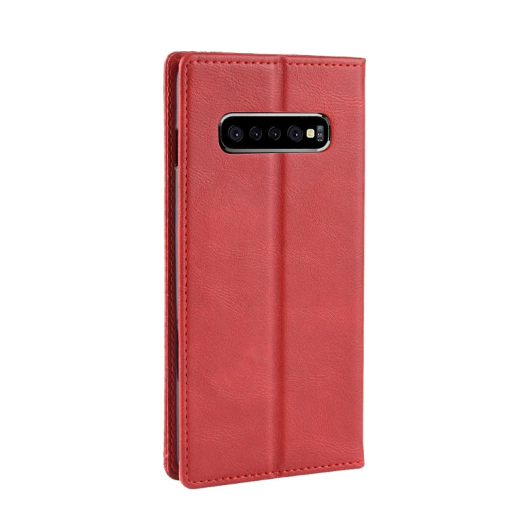 Magnetic Buckle Retro Texture Horizontal Flip Leather Case for Galaxy S10+, with Holder & Card Slots & Wallet