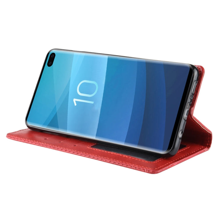 Magnetic Buckle Retro Texture Horizontal Flip Leather Case for Galaxy S10+, with Holder & Card Slots & Wallet