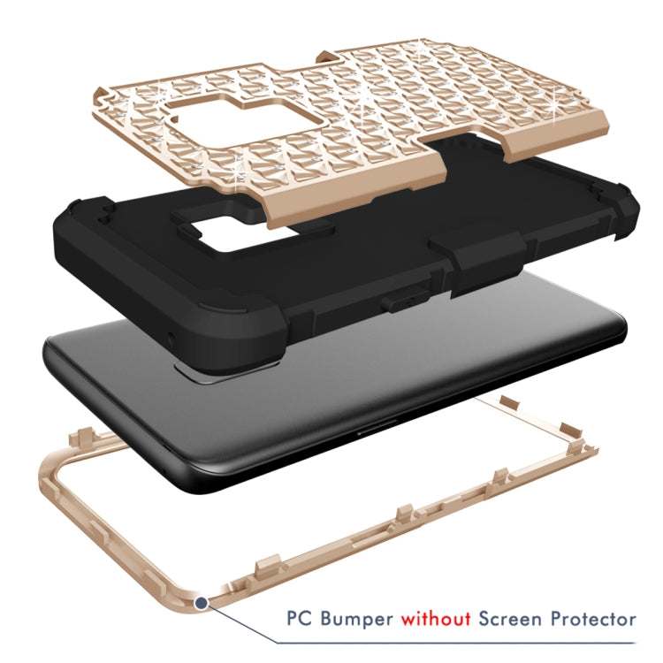 Silicone + PC Crystal Encrusted Protective Back Cover Soft Case for Galaxy S9 Plus