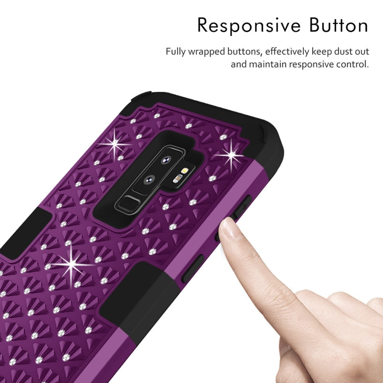 Silicone + PC Crystal Encrusted Protective Back Cover Soft Case for Galaxy S9 Plus