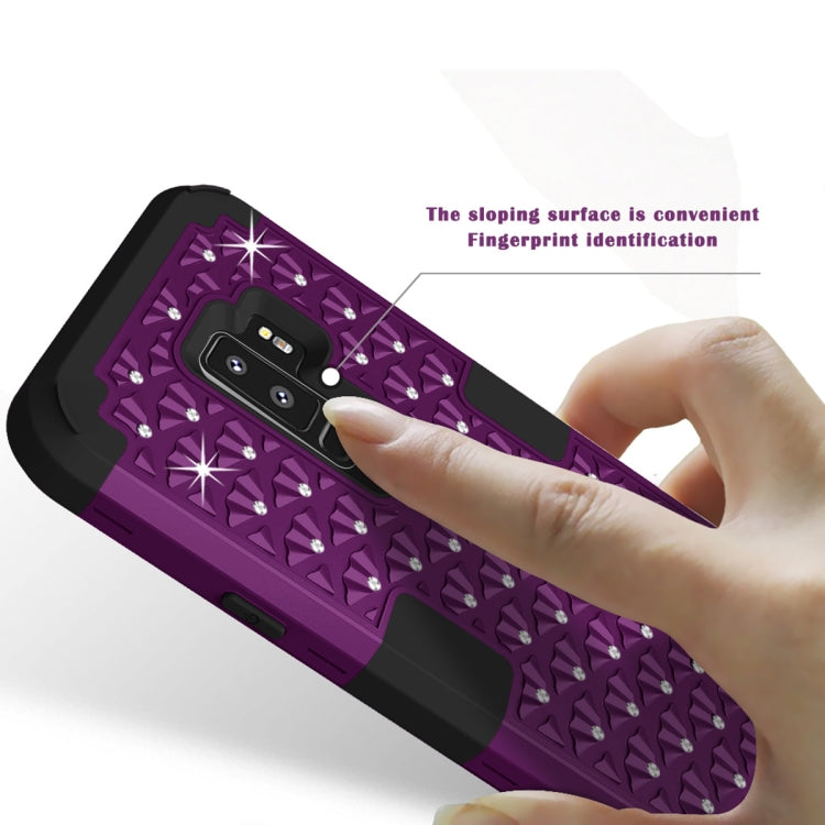 Silicone + PC Crystal Encrusted Protective Back Cover Soft Case for Galaxy S9 Plus
