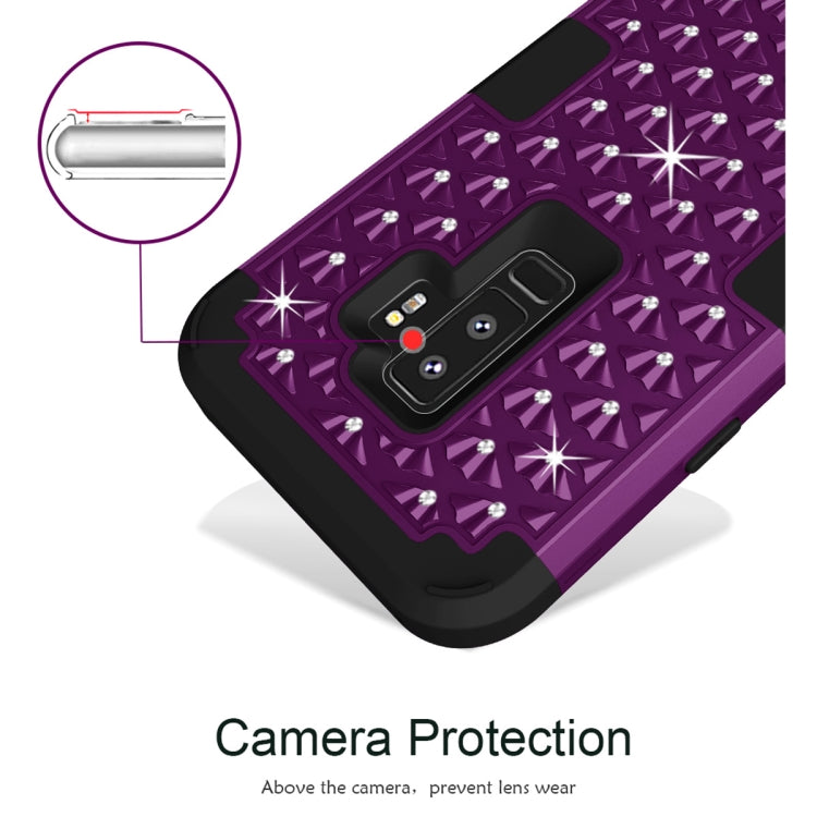Silicone + PC Crystal Encrusted Protective Back Cover Soft Case for Galaxy S9 Plus