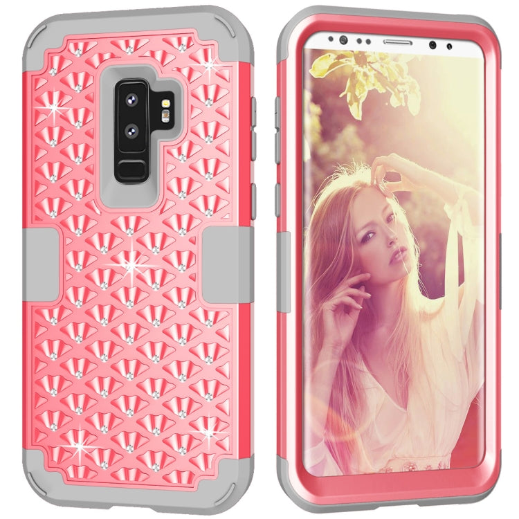 Silicone + PC Crystal Encrusted Protective Back Cover Soft Case for Galaxy S9 Plus