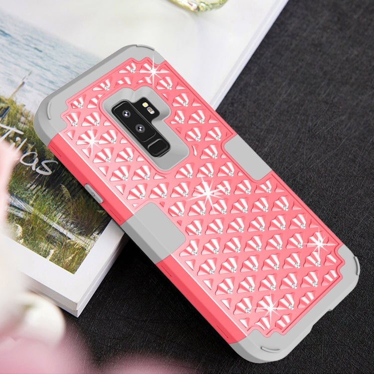 Silicone + PC Crystal Encrusted Protective Back Cover Soft Case for Galaxy S9 Plus