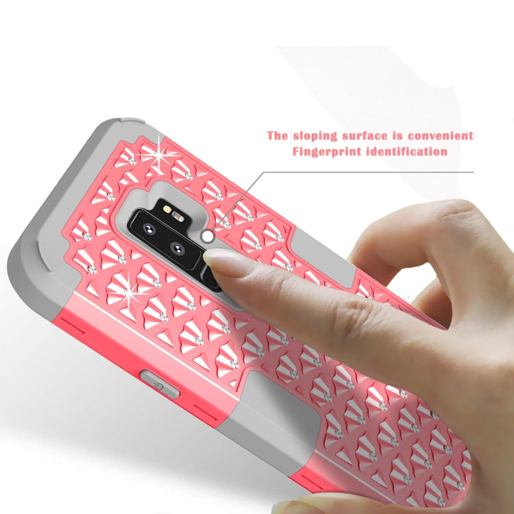 Silicone + PC Crystal Encrusted Protective Back Cover Soft Case for Galaxy S9 Plus