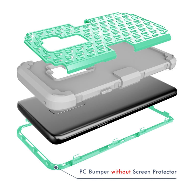 Silicone + PC Crystal Encrusted Protective Back Cover Soft Case for Galaxy S9 Plus