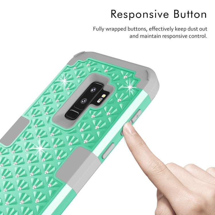 Silicone + PC Crystal Encrusted Protective Back Cover Soft Case for Galaxy S9 Plus