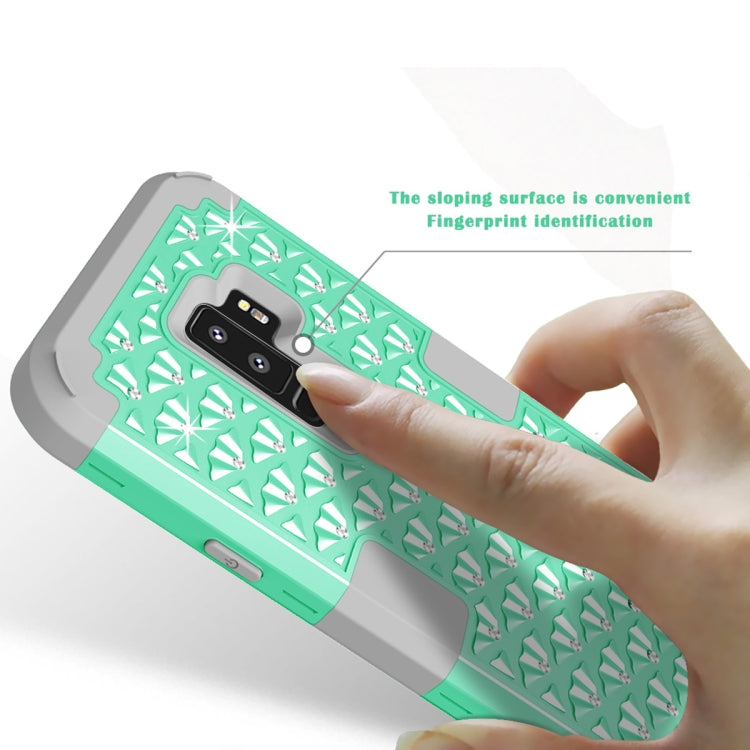 Silicone + PC Crystal Encrusted Protective Back Cover Soft Case for Galaxy S9 Plus