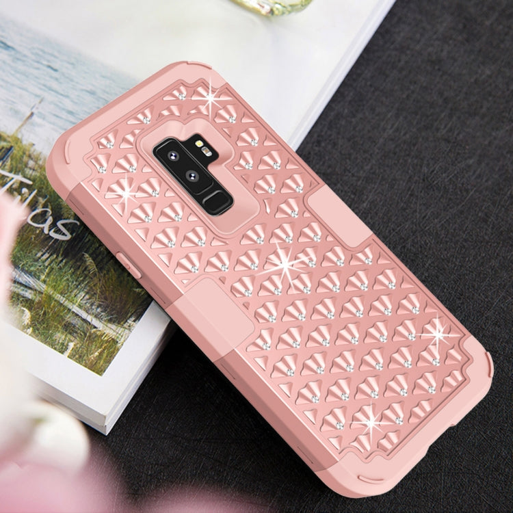Silicone + PC Crystal Encrusted Protective Back Cover Soft Case for Galaxy S9 Plus