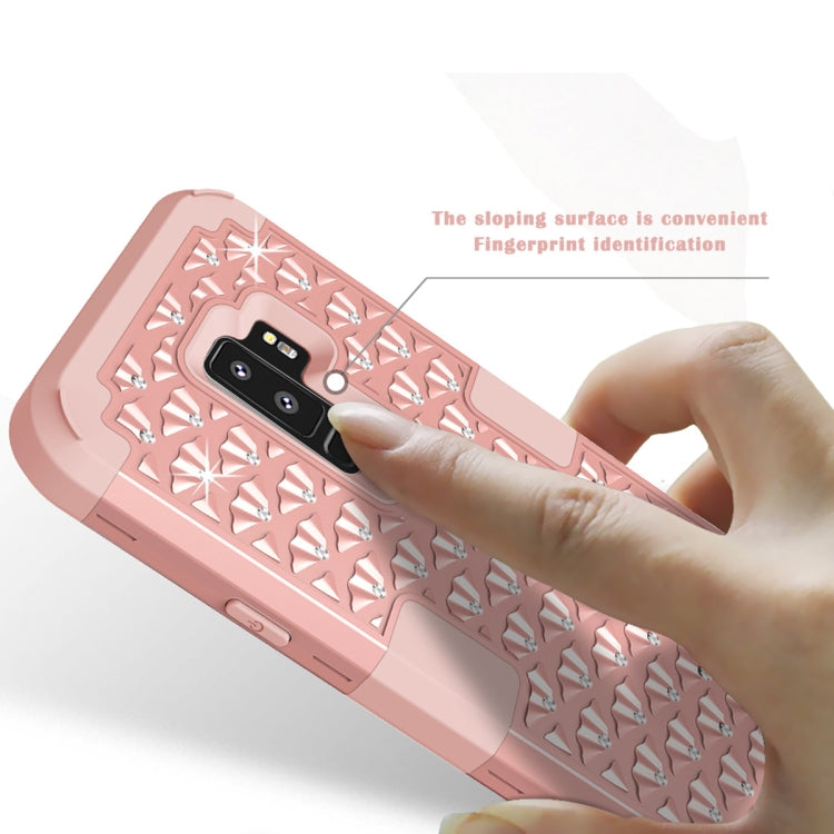 Silicone + PC Crystal Encrusted Protective Back Cover Soft Case for Galaxy S9 Plus