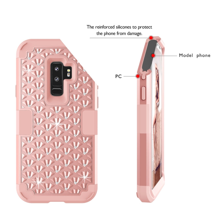 Silicone + PC Crystal Encrusted Protective Back Cover Soft Case for Galaxy S9 Plus