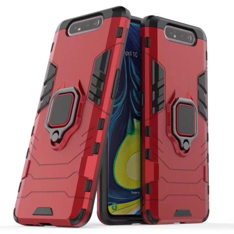 PC + TPU Shockproof Protective Case for Galaxy A90, with Magnetic Ring Holder(Red)