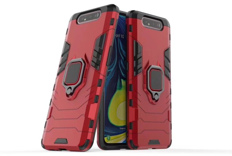 PC + TPU Shockproof Protective Case for Galaxy A90, with Magnetic Ring Holder(Red)