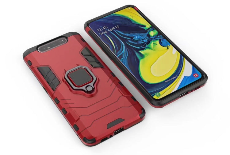 PC + TPU Shockproof Protective Case for Galaxy A90, with Magnetic Ring Holder(Red)