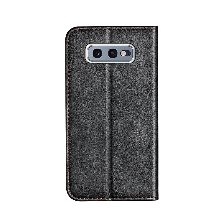 Business Solid Color Stitching Horizontal Flip Leather Case for Galaxy S10e, with Holder & Card Slots & Wallet & Lanyard