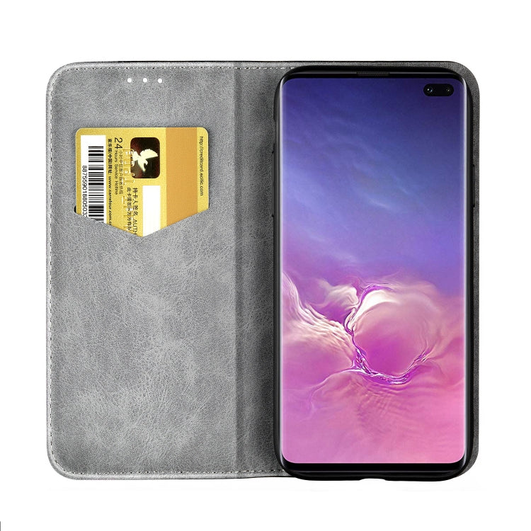 Business Solid Color Stitching Horizontal Flip Leather Case for Galaxy S10+, with Holder & Card Slots & Wallet & Lanyard