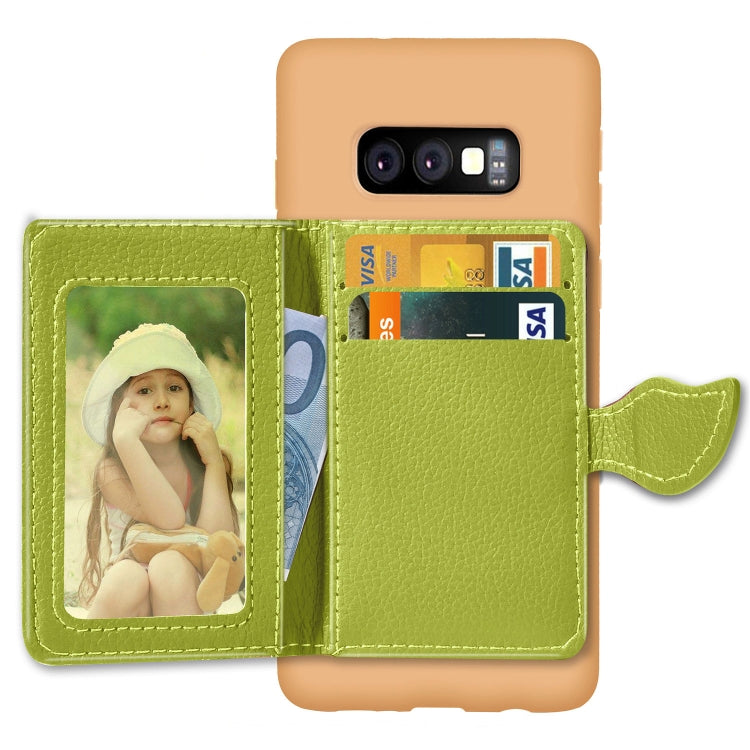 Leaf Magnetic Snap Litchi Texture TPU Protective Case for Galaxy S10e, with Card Slots & Holder & Wallet