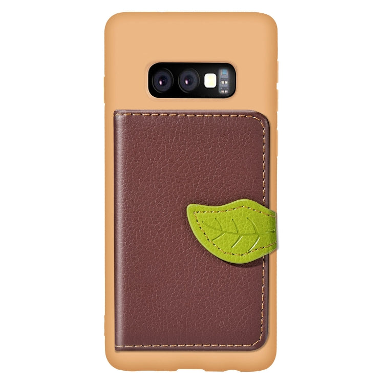 Leaf Magnetic Snap Litchi Texture TPU Protective Case for Galaxy S10e, with Card Slots & Holder & Wallet