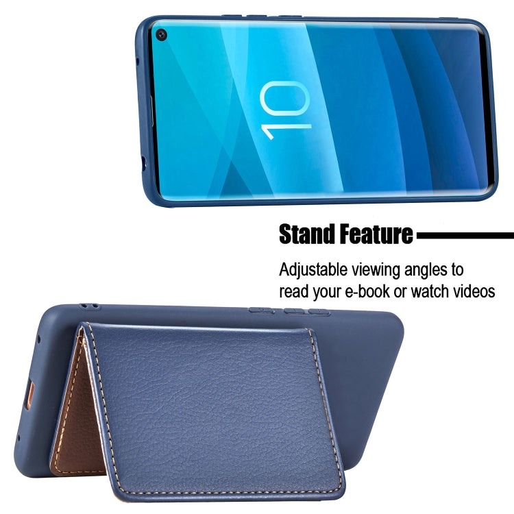 Leaf Magnetic Snap Litchi Texture TPU Protective Case for Galaxy S10e, with Card Slots & Holder & Wallet