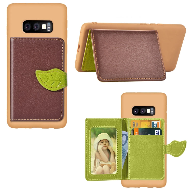 Leaf Magnetic Snap Litchi Texture TPU Protective Case for Galaxy S10e, with Card Slots & Holder & Wallet