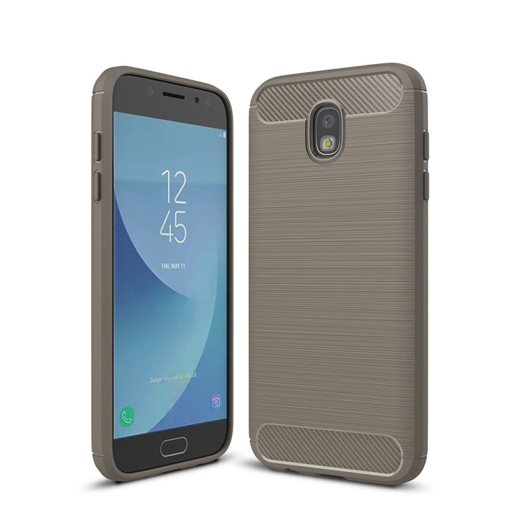 For Galaxy J730 / J7 Pro (EU Version) Brushed Texture Carbon Fiber Shockproof TPU Rugged Armor Protective Case