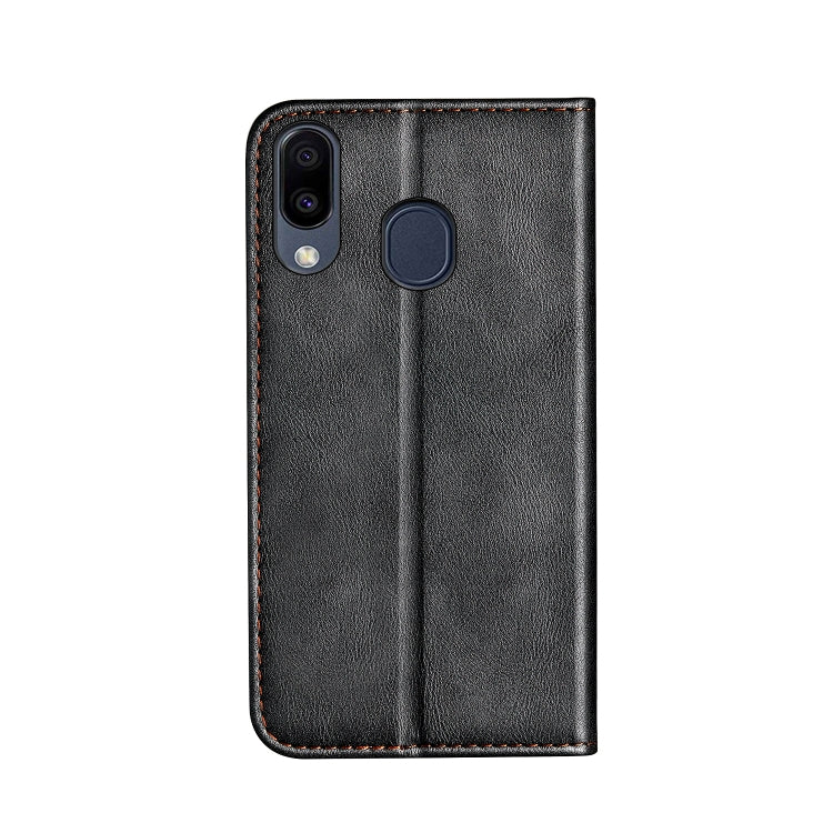 Business Solid Color Stitching Horizontal Flip Leather Case for Galaxy A40, with Holder & Card Slots & Wallet & Lanyard