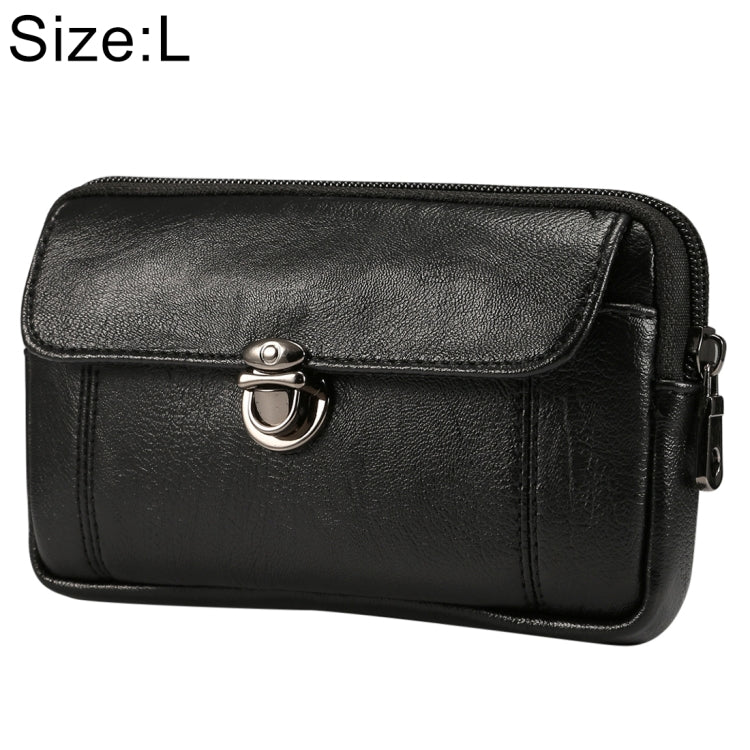Men Litchi Texture PU Universal Phone Horizontal Waist Bag, Size: L, For iPhone, Samsung, Galaxy Note9, Huawei, Xiaomi, HTC, Sony, Lenovo and other 6.0~6.3 inch Smartphones